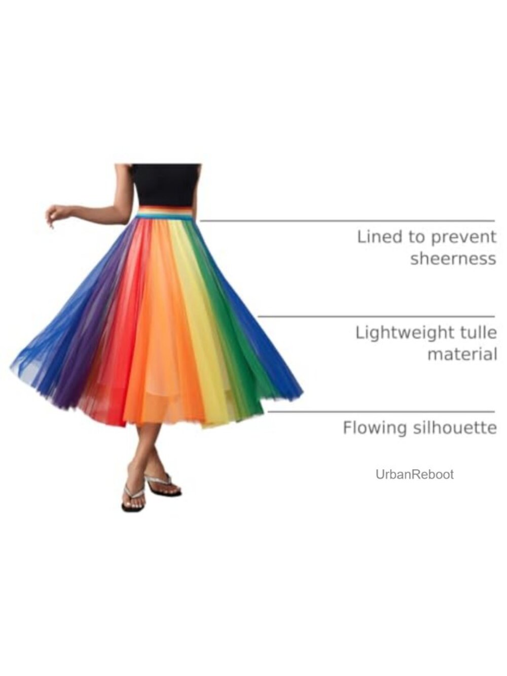 Women Pleated Long Tulle Skirt High Elastic Waist Swing Casual Midi Skirt - Picture 3 of 6